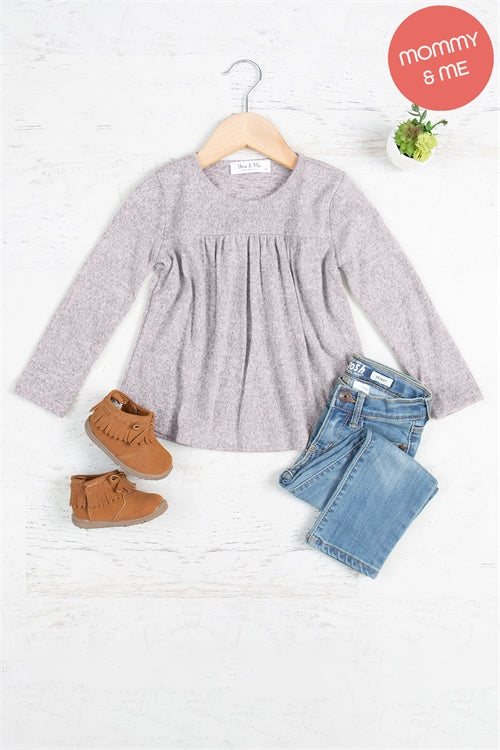 Kids Long Sleeve Shirring Detail Top