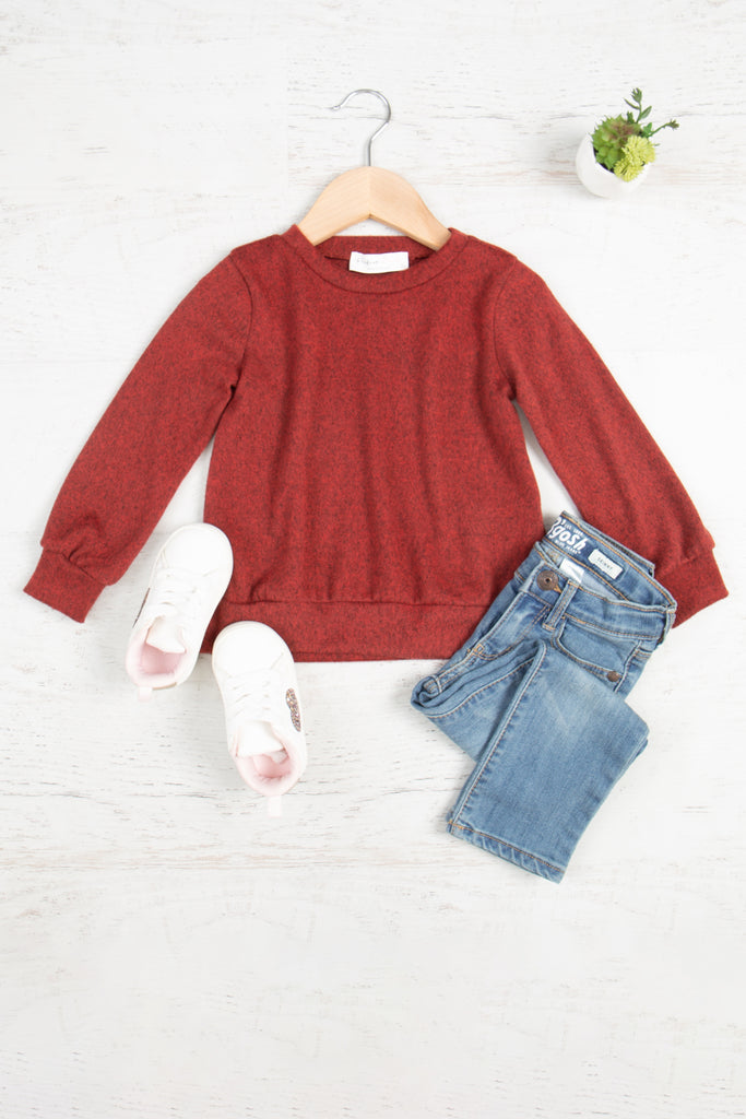 Kids Long Sleeve Round Neck Hacci Top