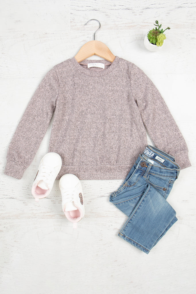 Kids Long Sleeve Round Neck Hacci Top