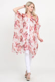 Open Front Knee Length Floral Cardigan