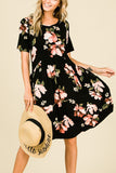 Short-Sleeve Floral Print Dress
