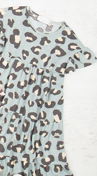 Kids Animal Print Ruffled Dress