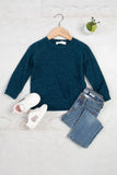 Kids Round Neck Long Sleeve Front Pocket Pullover