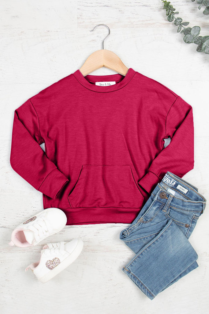 Kids Long Sleeve Kangaroo Pocket Top