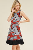 Keyhole Back Abstract Stripped Dress