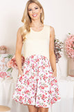 Solid Tank Top Floral Skirt Above Knee Dress